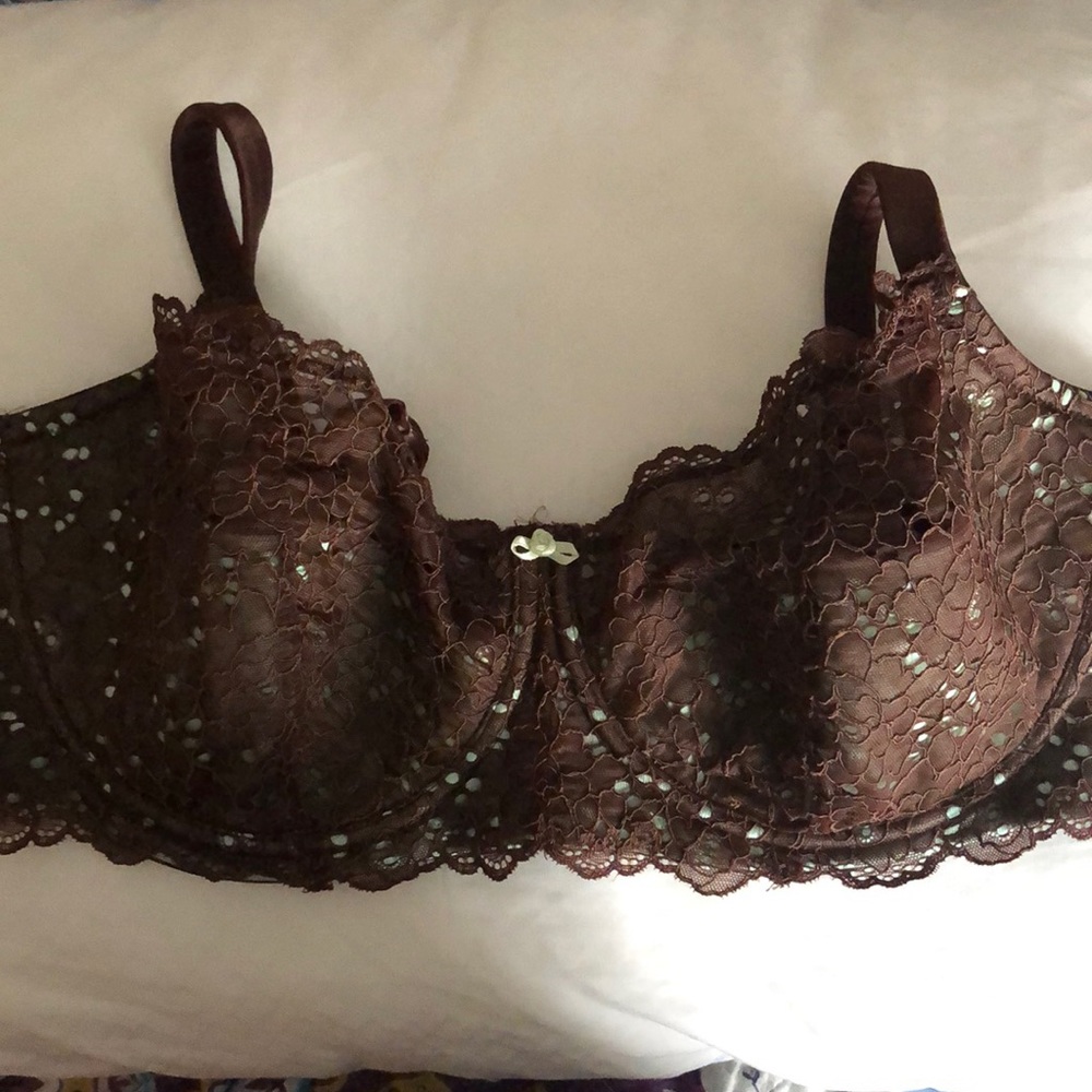 CACIQUE BROWN AND LIME GREEN BRA SIZE 44DD